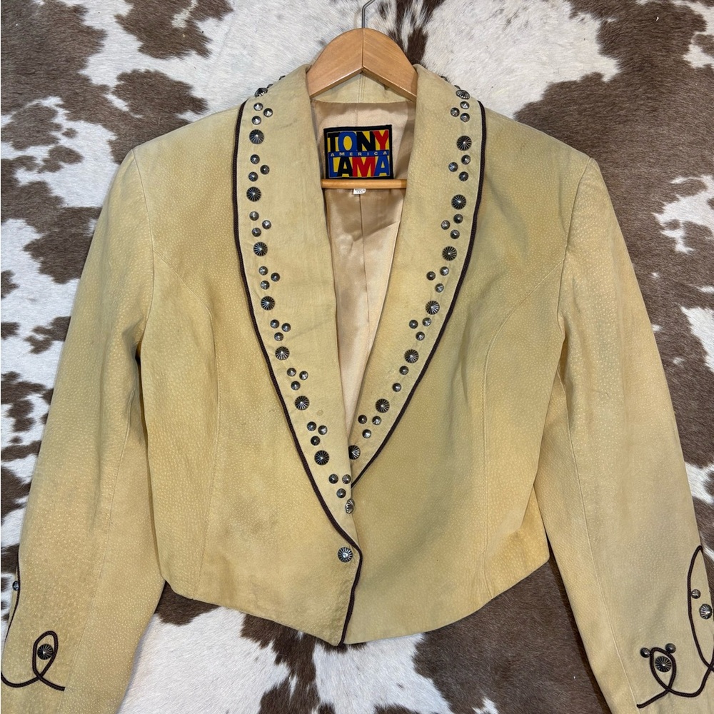 Tony Lama Beige Studded Blazer size 10